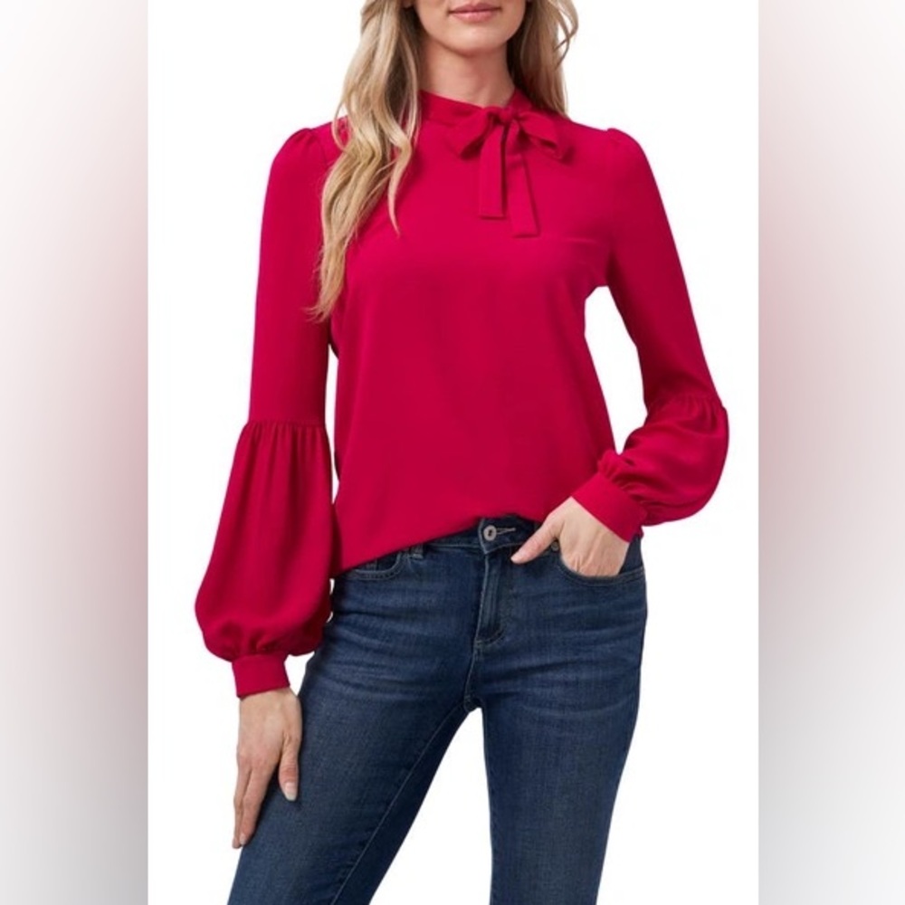 Cece tie neck blouse